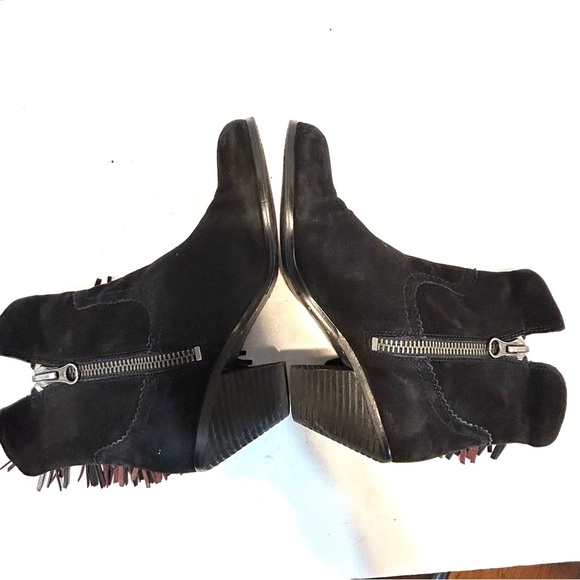 Sam Edelman Louie Ankle Cowgirl Fringe Leather Suede Black Purple Silver Sz 8.5 - Picture 9 of 14